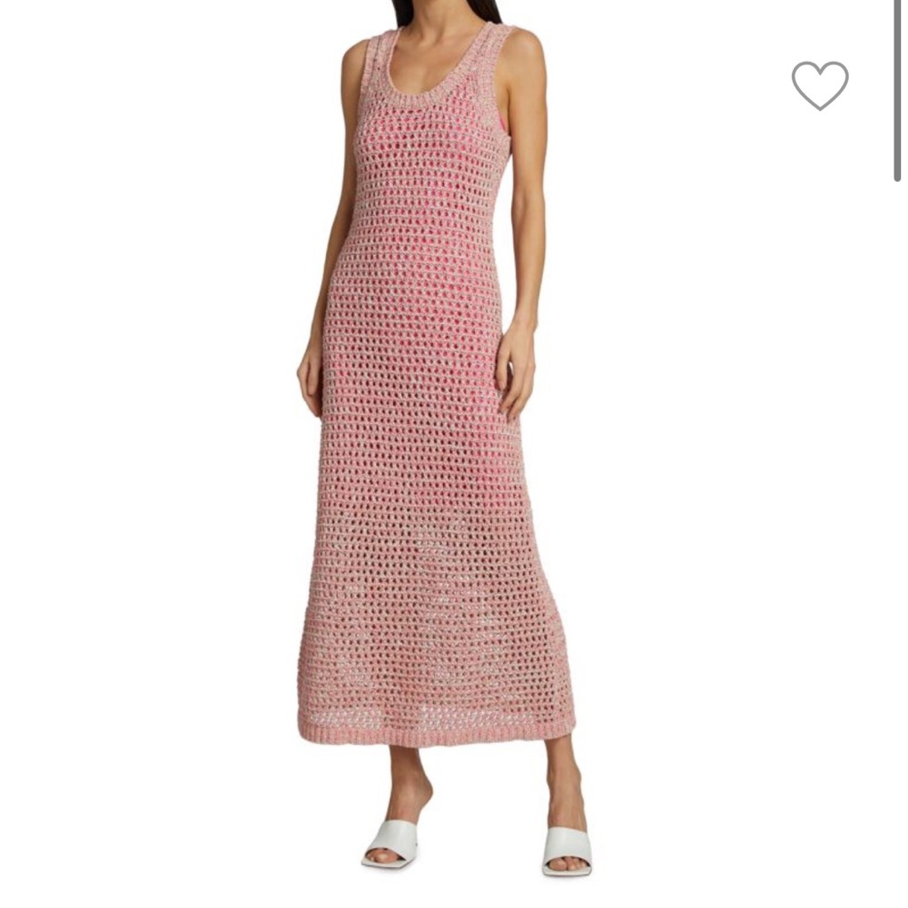 Derek Lam 10 Crosby Eliana Knit Eyelet Maxi Dress Pink Multi Sz Medium